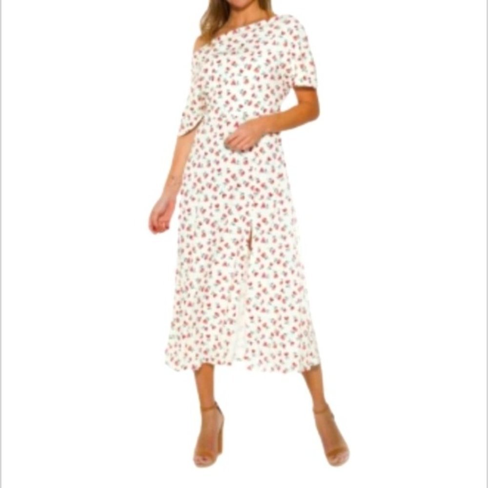 Alexia ADMOR KAELYN DRAPED SHOULDER FLORAL MIDI DRESS NEW W/TAG